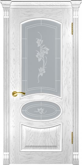 Межкомнатная шпонированная дверь Luxor Грация (багет) Дуб белая эмаль остекленная — фото 1